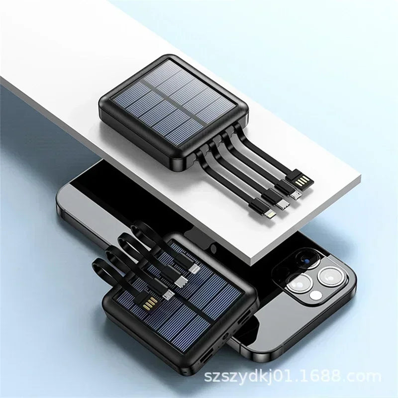Banco de energía SolarMini de 20 000 mAh con cables integrados y linterna LED