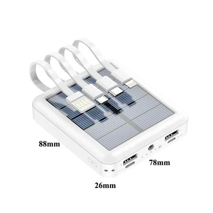 Banco de energía SolarMini de 20 000 mAh con cables integrados y linterna LED