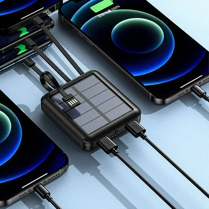 Banco de energía SolarMini de 20 000 mAh con cables integrados y linterna LED